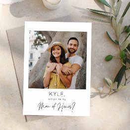 Small Instant Photo Be My Man Of Honor Proposal Invitation Front View