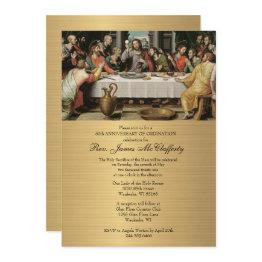 Small Invitation Catholic Priest Ordination Anniversary Front View
