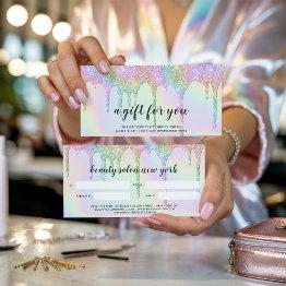 Small Iridescent Gift Invitations Unicorn Glitter Drips Glam Front View