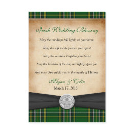 Small Irish Blessing Tartan Claddagh Lucky Wedding Invitations Front View