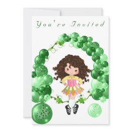 Small Irish Dance Green Balloon Arch Birthday Party Invitation Front View