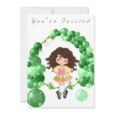 irish dance green balloon arch birthday party invitation