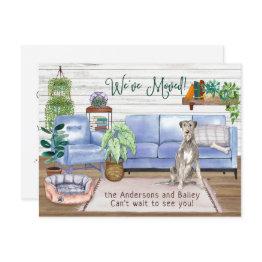 Small Irish Wolfhound Cozy New Home Moving   Announcement Postinvitations Front View
