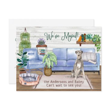 irish wolfhound cozy new home moving   announcement postinvitations