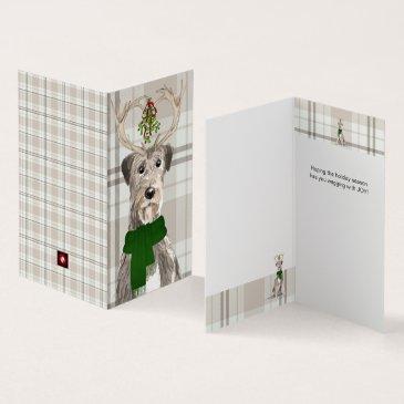 irish wolfhound in antlers with an earthy plaid