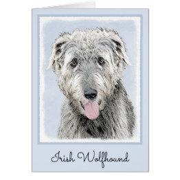 Small Irish Wolfhound Painting - Cute Original Dog Art Front View