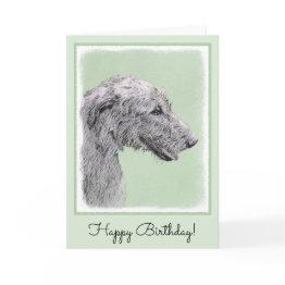 Small Irish Wolfhound Painting - Cute Original Dog Art Invitations Front View
