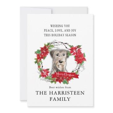 irish wolfhound watercolor poinsettia christmas holiday invitations