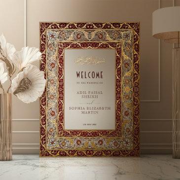 islamic muslim ruby red welcome sign wedding