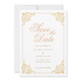 Small Islamic White Save The Date Announcement Invitations Front View