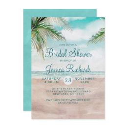 Small Island Breeze Tropical Beach Wedding Bridal Shower Invitation Front View