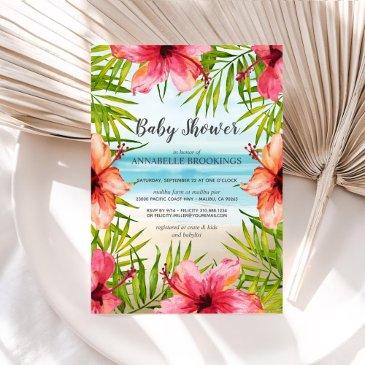 island paradise tropical beach baby shower invitation