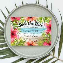 Small Island Paradise Tropical Beach Save The Date Front View