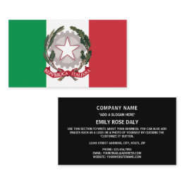 Small Italian Flag & National Emblem, Flag Of Italy Business Invitations Front View