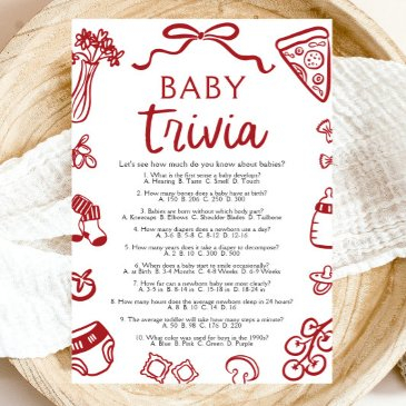 italian hand drawn baby shower baby trivia game invitation