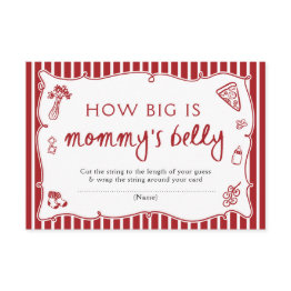 Small Italian How Big Is Mommy's Belly Baby Shower Game Enclosure Invitations Front View