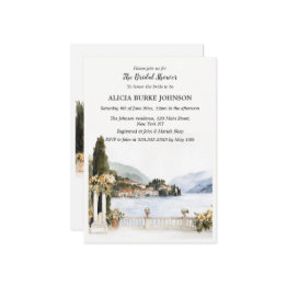 Small Italian Lake Como Bridal Shower Invitation Front View