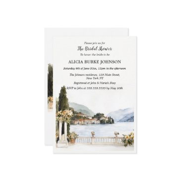 italian lake como bridal shower invitation