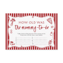 Small Italian Pizza How Old Was Mommy Baby Shower Game Enclosure Invitations Front View