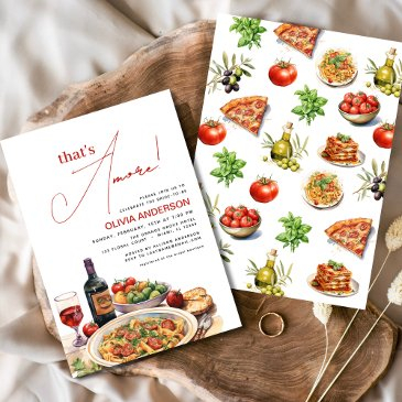 italian that's amore! watercolor bridal shower invitation