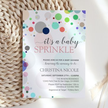 it's a baby sprinkle baby shower colorful invitation