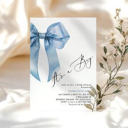 Small Its A Boy Blue Bow Elegant Baby Shower Invitation Front View