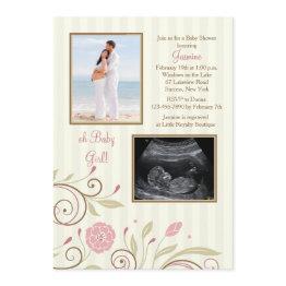 Small It's A Girl Photo Baby Shower Invitation Front View