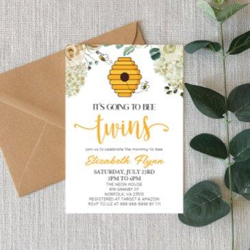 it's going to bee twins bumble bee baby shower invitation
