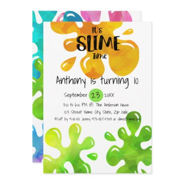 it's slime time birthday party invitation