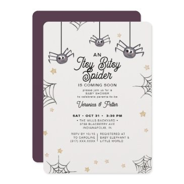 itsy bitsy spider girl halloween baby shower invitation