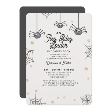 itsy bitsy spider neutral halloween baby shower invitation