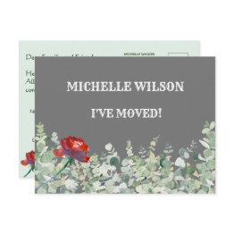 Small I've Moved Classic Eucalyptus Green Elegant Move Announcement Postinvitations Front View