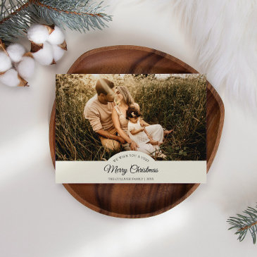 ivory very merry christmas four photo horizontal holiday invitations
