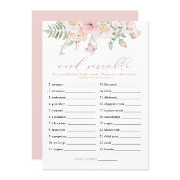 jane blush pink floral bridal word scramble game invitation