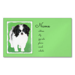 Small Japanese Chin Puppy Painting - Original Dog Art Business Invitations Magnet Front View