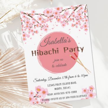 japanese hibachi dinner party birthday invitation