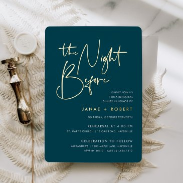 jasper | modern minimalist script rehearsal dinner foil invitation