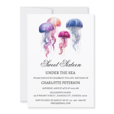 jellyfish under the sea sweet 16 birthday party invitation
