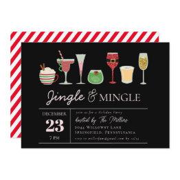 Small Jingle And Mingle Cocktails Christmas Party Invitation Front View