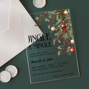 jingle & mingle festive christmas party acrylic invitations