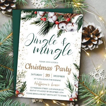 jingle & mingle | pine greenery christmas party invitation