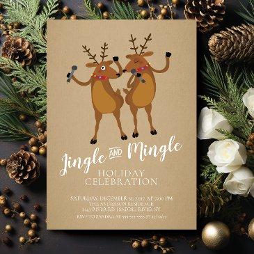 jingle & mingle reindeer holiday party invitation