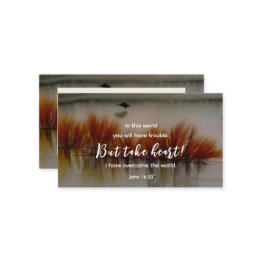 Small John 16:33 I Have Overcome Bible Verse Christian Business Invitations Front View