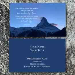 Small John 3:16 Bible Verse | Swiss Alps Original Photo Business Invitations Front View
