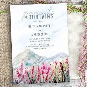 join us in the mountain meadow watercolor wedding invitation