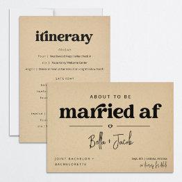 Small Joint Bachelor & Bachelorette Party Itinerary Invitation Front View