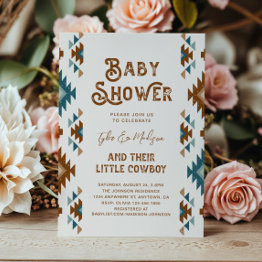 Small Joint Cowboy Baby Shower Invitations Front View