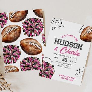 joint football cheer birthday invitations