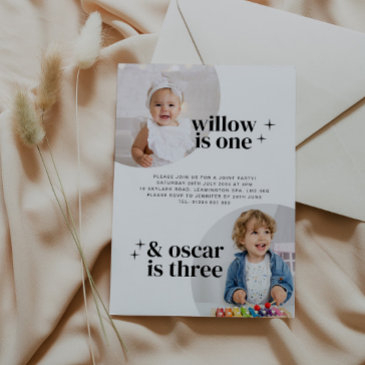 joint girl boy birthday invitation with arches
