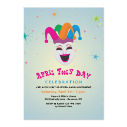 Small Joker April Fool's Day Invitation Front View